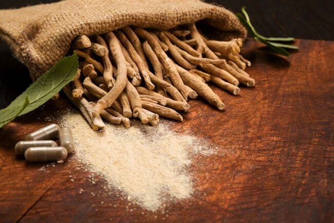Aswagandha root, herbal medicine.